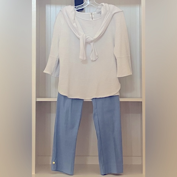 White, Quarter Length Bell Sleeves Blouse | L - Picture 5 of 7